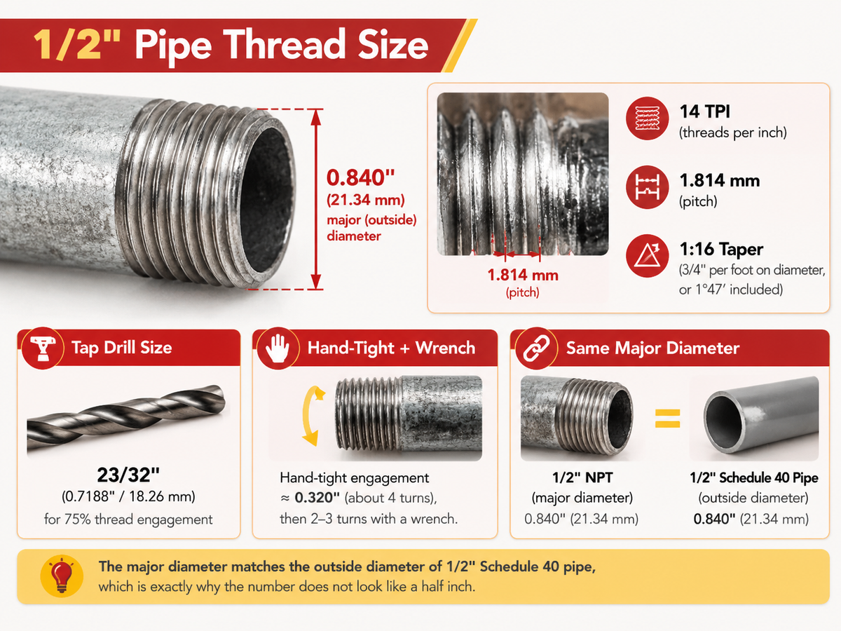 1/2 Pipe Thread Size